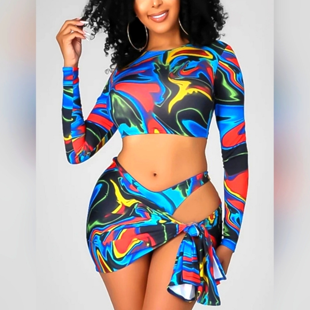 Marysol.Boutique Bikini Mixed Print 3Piece Women's